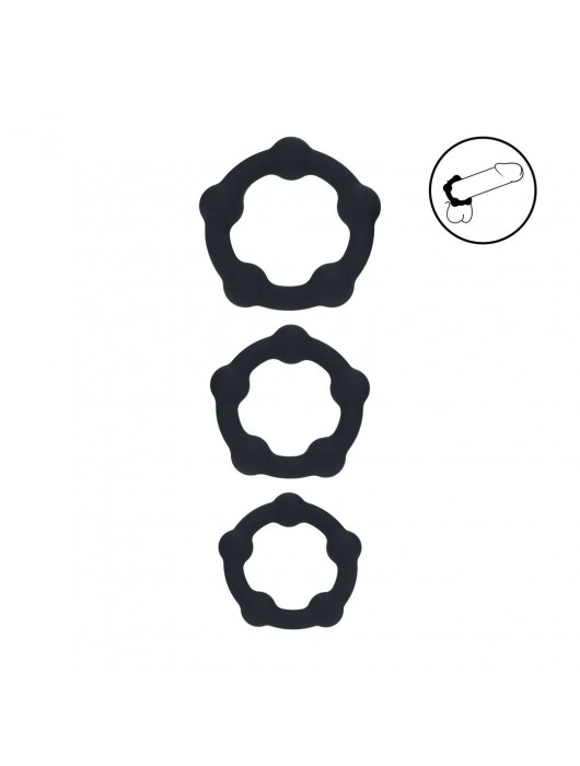 Набор из 3 эрекционных колец Beaded Silicone Cockring Set - Shots Media BV - в Саранске купить с доставкой