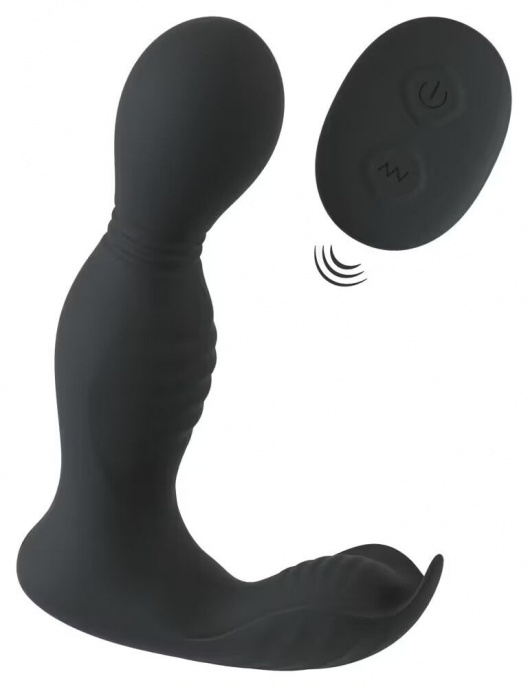 Черная анальная пробка с вибрацией, вращением и пультом ДУ RC Butt Plug with 2 Functions - Orion - в Саранске купить с доставкой