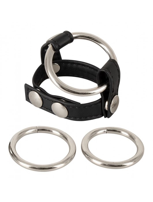 Подхват для мошонки с 3 съемными эрекционными кольцами Leder-Riemen - Orion - в Саранске купить с доставкой