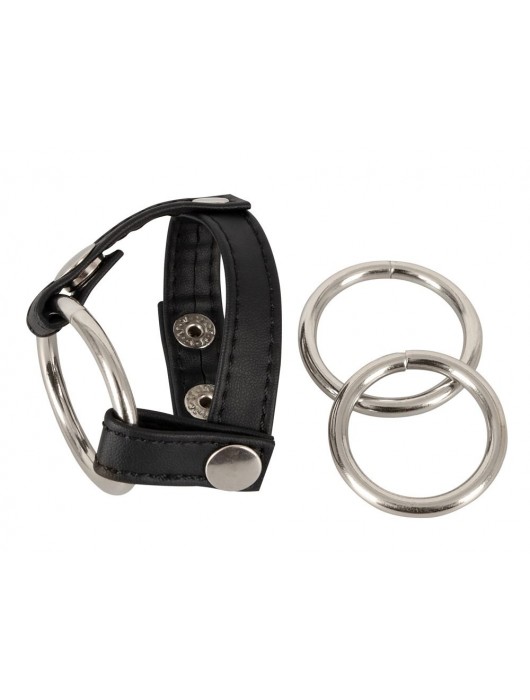 Подхват для мошонки с 3 съемными эрекционными кольцами Leder-Riemen - Orion - в Саранске купить с доставкой