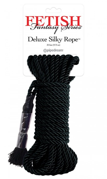 Черная веревка для фиксации Deluxe Silky Rope - 9,75 м. - Pipedream - купить с доставкой в Саранске