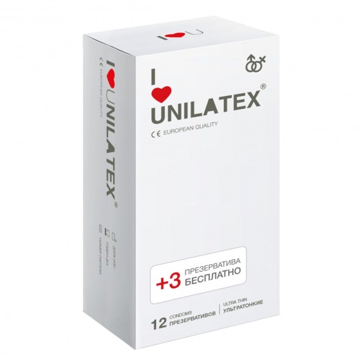 Ультратонкие презервативы Unilatex Ultra Thin - 12 шт. + 3 шт. в подарок - Unilatex - купить с доставкой в Саранске