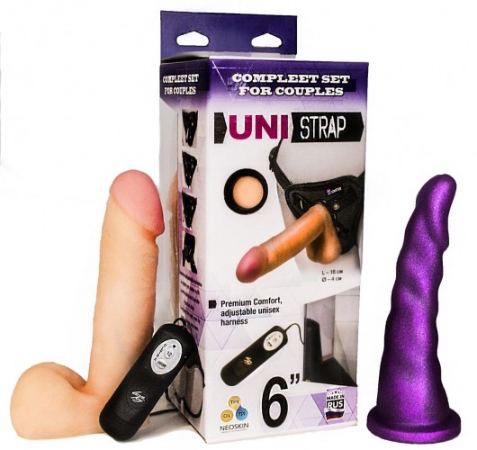 Вибрострапон с двумя насадками UniStrap - 18 и 18 см. - LOVETOY (А-Полимер) - купить с доставкой в Саранске