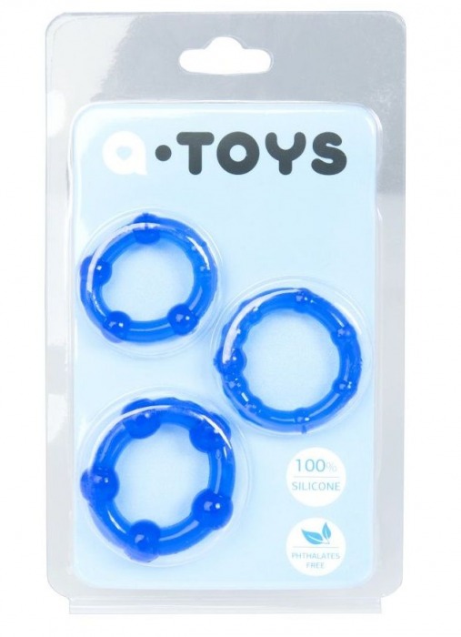 Набор из 3 синих эрекционных колец A-toys - A-toys - в Саранске купить с доставкой
