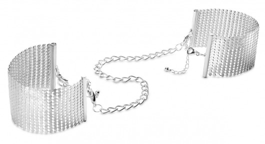 Серебристые наручники-браслеты Desir Metallique Handcuffs - Bijoux Indiscrets - купить с доставкой в Саранске