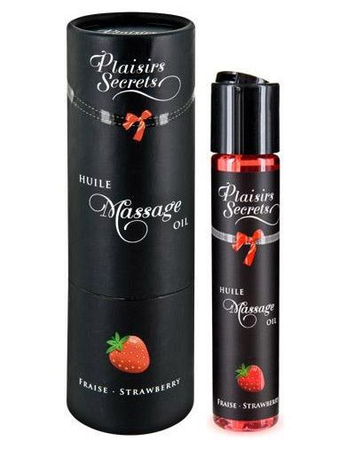 Массажное масло с ароматом клубники Huile de Massage Gourmande Fraise des Bois - 59 мл. - Plaisir Secret - купить с доставкой в Саранске