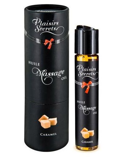 Массажное масло с ароматом карамели Huile de Massage Gourmande Caramel - 59 мл. - Plaisir Secret - купить с доставкой в Саранске