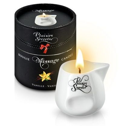 Массажная свеча с ароматом ванили Bougie Massage Gourmande Vanille - 80 мл. - Plaisir Secret - купить с доставкой в Саранске
