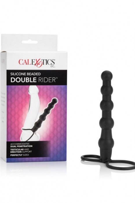 Насадка на пенис для двойного проникновения Silicone Beaded Double Rider - 14 см. - California Exotic Novelties - в Саранске купить с доставкой