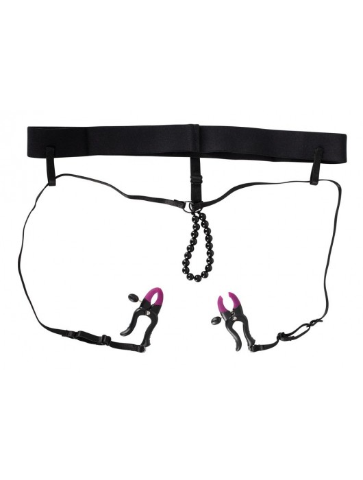 Трусики с зажимами для половых губ и бусинками для массажа промежности - Orion - купить с доставкой в Саранске