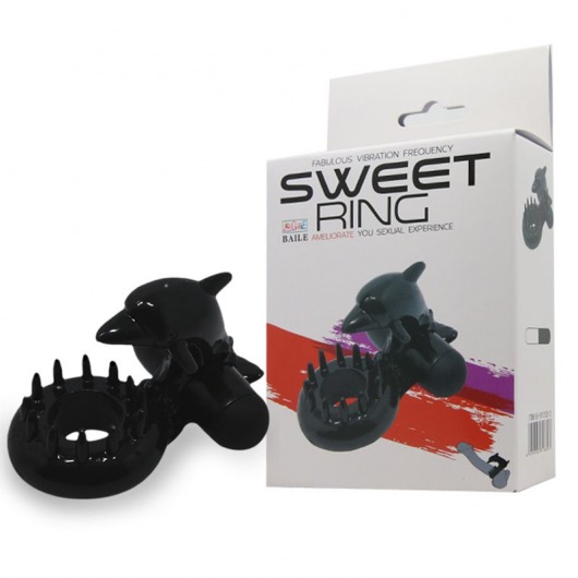 Чёрное эрекционное виброкольцо Sweet Ring с дельфинчиком - Baile - в Саранске купить с доставкой