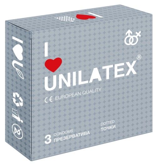 Презервативы с точками Unilatex Dotted - 3 шт. - Unilatex - купить с доставкой в Саранске