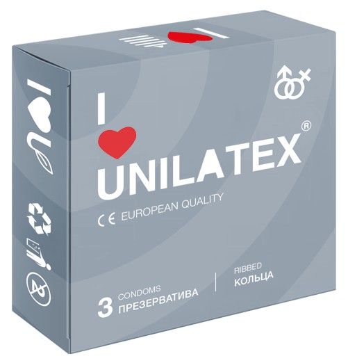 Презервативы с рёбрами Unilatex Ribbed - 3 шт. - Unilatex - купить с доставкой в Саранске