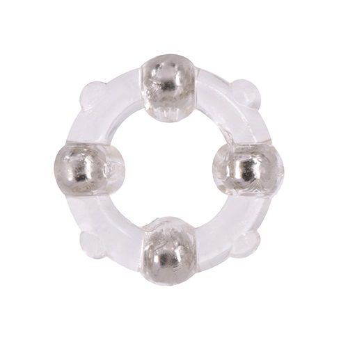 Эрекционное кольцо с 4 бусинами MENZSTUFF STUD RING CLEAR - Dream Toys - в Саранске купить с доставкой