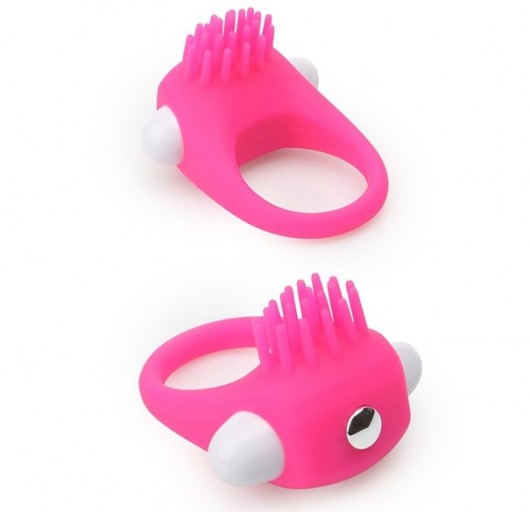 Розовое эрекционное кольцо с щеточкой LIT-UP SILICONE STIMU RING 5 - Dream Toys - в Саранске купить с доставкой