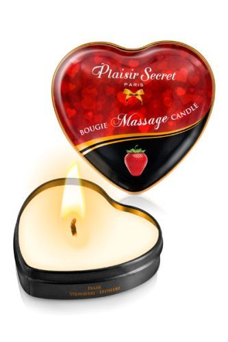 Массажная свеча с ароматом клубники Bougie Massage Candle - 35 мл. - Plaisir Secret - купить с доставкой в Саранске