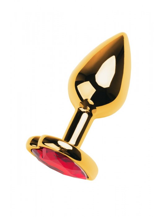 Золотистая анальная пробка с кристаллом-сердцем - 7,5 см. - ToyFa - купить с доставкой в Саранске