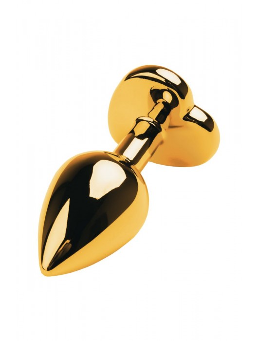 Золотистая анальная пробка с кристаллом-сердцем - 7,5 см. - ToyFa - купить с доставкой в Саранске