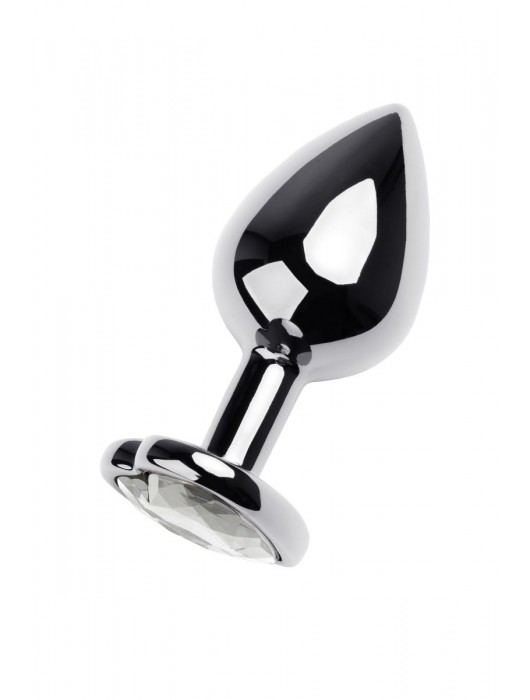 Серебристая анальная пробка с прозрачным кристаллом-сердцем - 8 см. - ToyFa - купить с доставкой в Саранске