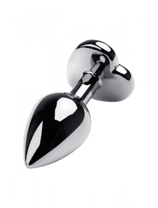 Серебристая анальная пробка с прозрачным кристаллом-сердцем - 8 см. - ToyFa - купить с доставкой в Саранске