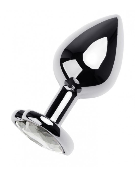 Серебристая анальная пробка с прозрачным кристаллом-сердцем - 8 см. - ToyFa - купить с доставкой в Саранске