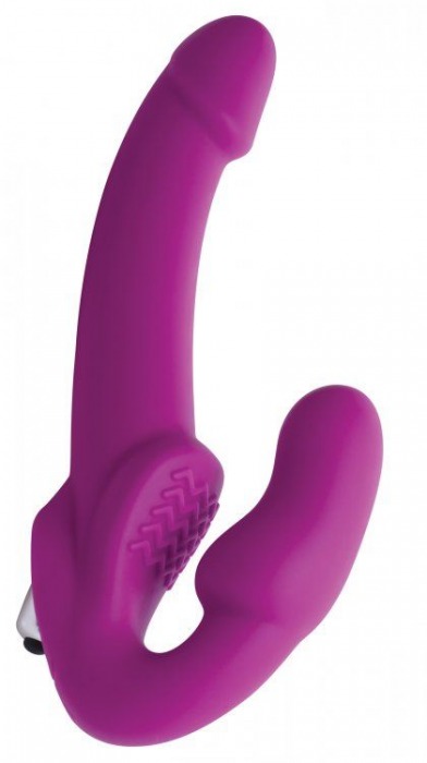 Ярко-розовый безремневой вибрострапон Evoke Vibrating Strapless Silicone Strap-on Dildo - XR Brands - купить с доставкой в Саранске