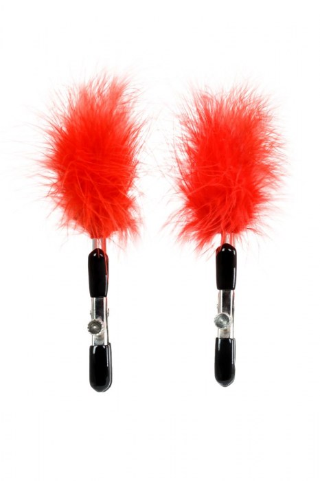 Зажимы для сосков с красным пухом Theatre - ToyFa - купить с доставкой в Саранске