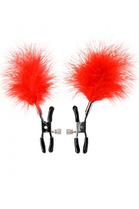 Зажимы для сосков с красным пухом Theatre - ToyFa - купить с доставкой в Саранске