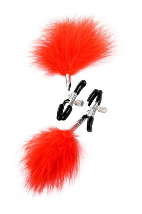 Зажимы для сосков с красным пухом Theatre - ToyFa - купить с доставкой в Саранске