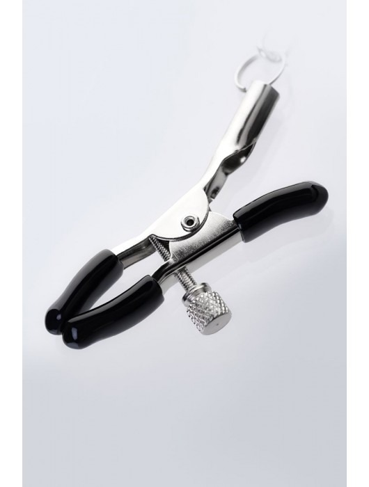 Серебристо-чёрные зажимы для сосков с кольцом для пениса TOYFA Metal - ToyFa - купить с доставкой в Саранске