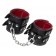 Черные кожаные наручники с двумя ремнями и красной подкладкой - Pecado - купить с доставкой в Саранске